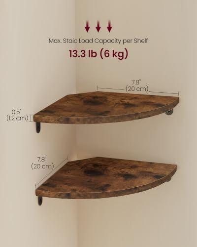 VASAGLE Floating Corner Shelves, Set of 4, 7.8 x 7.8 x 0.5 Inches - Image 3