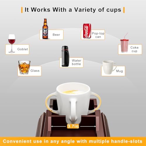 Bestjing 2 Pack Couch Armrest Table with Cup Holder Tray (Walnut) - Image 5