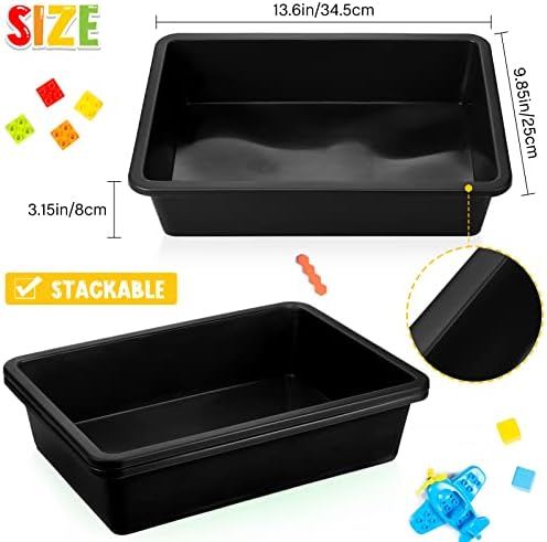 Qunclay 6 Pcs Black Plastic Turn in Trays, Letter Size Classroom Bins - Image 3