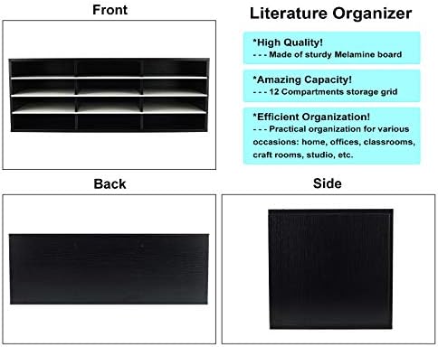 PAG-Mass Mail Sorter Organizer, Wood Countertop Literature Organizer, Student Mailbox for Classroom, Desktop Bill Paper Organizer for Office Home School, 12 Compartments, Black&White - Image 6