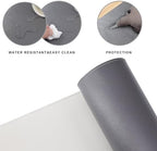 Chihein L-Shaped PU Leather Desk Pad (41.3” + 41.3”) x 12.99”(Gray/White) - Image 4