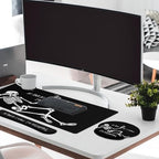 Britimes Keyboard Mouse Pad Set, 4 in 1 Desk Mat Set, Skull Skeleton Black - Image 2