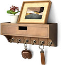 Rebee Vision Key Holder Wall Mount with Drawer for Home Decor, Brown by REBEEVISION