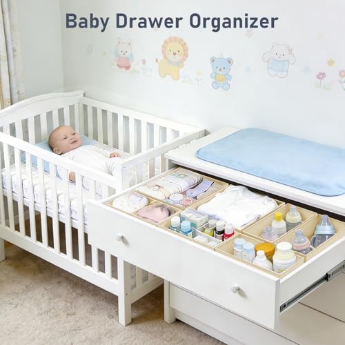 DIMJ Drawer Organizer Clothes - 26 Pack Closet Drawer Organizer Bins for Baby Clothes Storage, Fabric Dresser Organizer for Nursery Bedroom, Foldable Small Drawer Dividers for Underwear Socks - Image 3