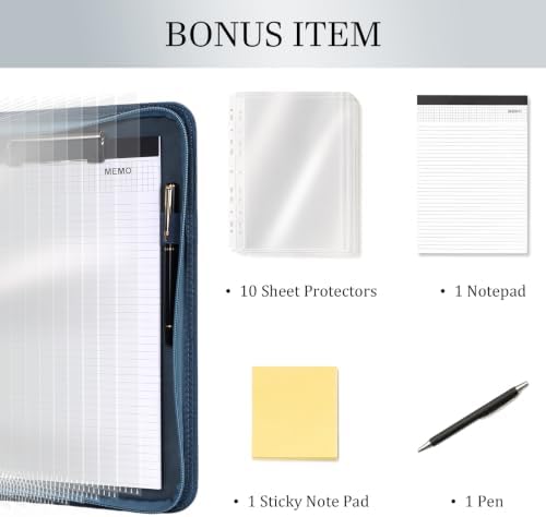 Leathario Portfolio Binder, Padfolio Organizer, 3 Ring Binder with Zipper - Image 6