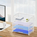 Marbrasse 4 Tier Paper Organizer Letter Tray, Mesh Desk File Organizer with Handle, Paper Sorter Organizer for Letter /A4 Office File Folder Holder（White, 12.6" x 9.1" x 10.7"） (Pack of 2) - Image 6