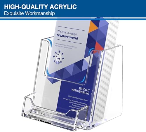 Brochure Holder 4x9 Inch Acrylic Literature Holders Clear Flyer Display Stand with Business Card Slot Pamphlet Holder Multi Purpose Organizer for Office, Lobby, Hotels, Trade Shows, 4 Pack - Image 6