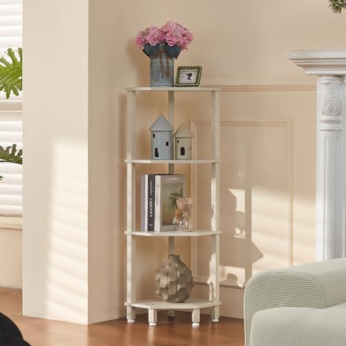 YUFAM 4-Tier Corner Shelf, Grey White by YUFAM