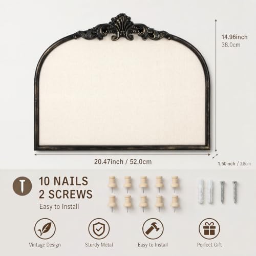 Novabright Arched Metal Framed Pinboard for Walls 20 x 15 Inch Cork Fabric - Image 2