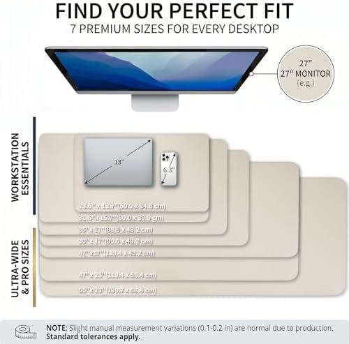 Large Desk Pad Non-Slip Desk Mat Protector for Keyboard Mouse Waterproof Vegan Leather Surface Faux Leather Laptop Mat Smooth Mouse Pad Premium Gift Tube Creamy White 47" x 23" - Image 3