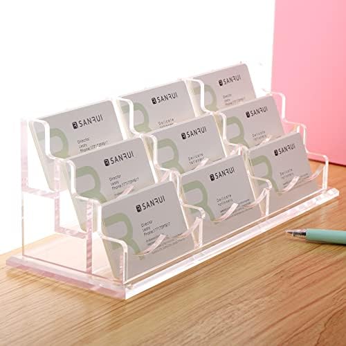 SANRUI Acrylic Business Card Holder for Desk, 9-Slot Horizontal Clear by SANRUI