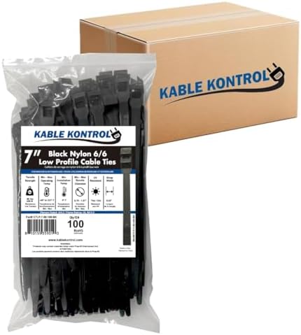 Kable Kontrol Low-Profile Cable Ties 7 Inch 5500 Pcs, 88 Lbs Test - Black by KABLEKONTROL%C2%AE