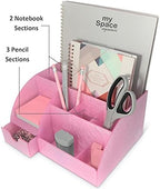 My Space Organizers Pink Desk Organizer Office, Acrylic, with Drawer, 9 Compartments, Supplies and Cool Desk Accessories Organizer, Desktop Pen Holder (Pink) - Image 4