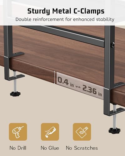 2-Tier Clamp Desk Shelf, No-Drill Under Desk Storage Clamp - Image 5
