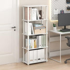 Furinno Turn-S-Tube Book Shelf, 5-Tier Toolless Storage Shelves with Square Tubes, Shelving Unit for Organization and Storage for Living Room, Home Office, White - Image 2