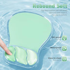 Ospelelf Mouse Pad with Wrist Rest Set Gel Ergonomic Keyboard Wrist Support Anti-Slip Rubber Bottom Office Women Desk Accessories for Computer, Laptop and Gaming, Green - Image 3