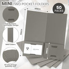 Henoyso 50 Pcs 4 x 9 Inch Mini Presentation Folders 2 Pocket, Grey - Image 2