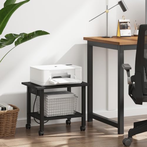 TUTOTAK Printer Stand, 2 Tier Rolling Printer Cart with Charging Station - Image 3