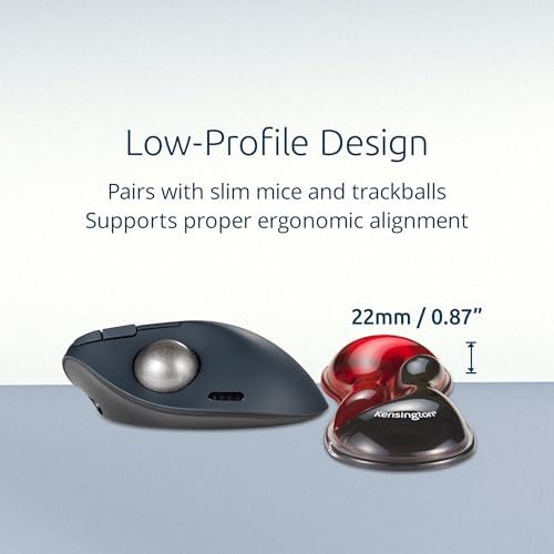 Kensington Slim Duo Gel Mouse Wrist Rest Support Cushion for Low Profile Mice & Trackballs, Ergonomic Mouse Wrist Support for Pain Relief, Comfortable Non-Skid Gel, Red 7.56" x 2.83" x 0.87" K62440NA - Image 2