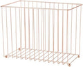 Y YOMA Hanging File Organizer, Letter Size Rose Gold Metal Desk File Crate Storage Basket for Home Office, 1 Pack, I Shaped by YYOMA