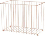 Y YOMA Hanging File Organizer, Letter Size Rose Gold Metal Desk File Crate Storage Basket for Home Office, 1 Pack, I Shaped by YYOMA