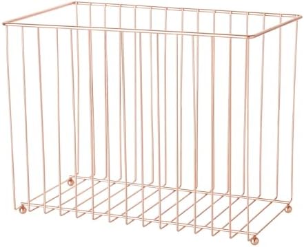 Y YOMA Hanging File Organizer, Letter Size Rose Gold Metal Desk File Crate Storage Basket for Home Office, 1 Pack, I Shaped by YYOMA