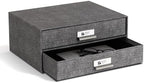 Bigso Birger 2-Drawer Canvas Fiberboard Easy Pull Handle Box - Desktop Drawers for A4 and Letter Size Papers - Desk Drawers with Metal Label Holder - 13.1in x 10in x 5.7in - Melange Grey - Image 5