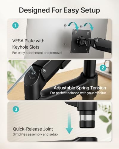 PEGZONE Single Monitor Arm for 17-32 Inch Screens, Holds up to19.8 lbs - Image 6