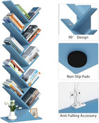 10 Tier Tree Book Shelf, Floor Standing Wood Bookshelf for Narrow Space - Image 5