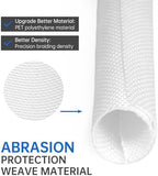 Split Braided Cable Sleeve，Flexible Wire Loom Tubing, Automotive Cord Protector Pet Proof, Cable Management for Computer TV Electric Wires Harness 16ft (White, 25mm（1") - Image 3