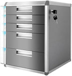 Desk Organizer with 5 Drawers, Metal Desktop Storage Cabinet File Holder with Locks and Keys, Filing Case Literature Organizer for Office Home, L12.4*D13.8*H16in, Silver & Grey by Unknown