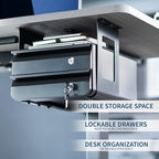 VIVO Black 12 x 14 inch Under Desk Double Stacked Drawers, DESK-AC03L-2B - Image 4