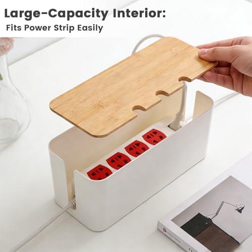 2 PCS Large Cable Management Box – Wooden Style Cord Organizer and Cover - Image 4