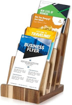 4 Tier Acacia Wood Brochure Display Stand 6 x 9 inch Brochure Holder Pamphlet Display Stand for 5.5 x 8.5 inch 5 x 7 inch Booklets Menus Postcard Holder Multi Purpose Organizer by Unknown