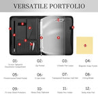 Leathario Portfolio Binder, Padfolio Organizer, 3 Ring Binder with Zipper - Image 3