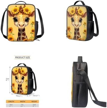 Cute Giraffe 4Pcs Boys Backpack with Lunch Bag Pen Bag and Water Bottle Case Cover Set Kids Backpack for Boys 6-8 School Backpacks Large Capacity Waterproof Bookbag - Image 4
