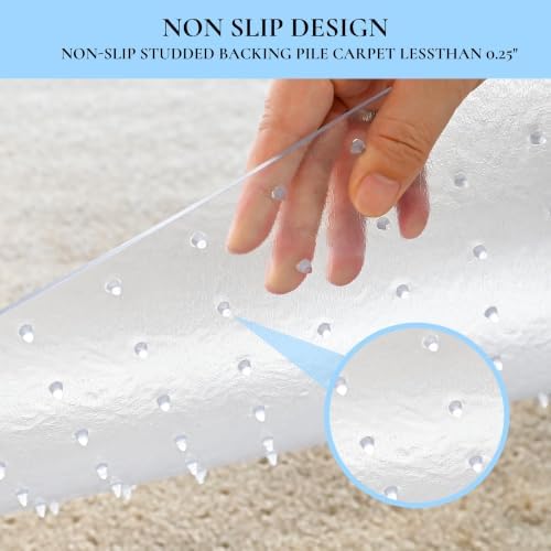 Office Chair Mat, 46" x 60" Transparent Desk Chair Mat for Low Pile Carpeted Floor, Easy Glide Carpet Floor Protector Mat for Home and Office - Image 3