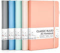 feela 5 Pack Notebooks Journals Bulk, Hardcover Classic Ruled Lined Journals with Pen Holder for Women Girls School Business Supplies, with 5 Black Pens, 120 GSM, 5.1”x8.3”, A5, Mild Colors by feela