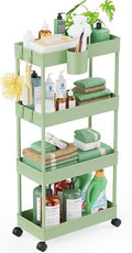 LEHOM Slim Rolling Storage Cart - 4 Tiers Bathroom Organizer Utility Cart by LEHOM