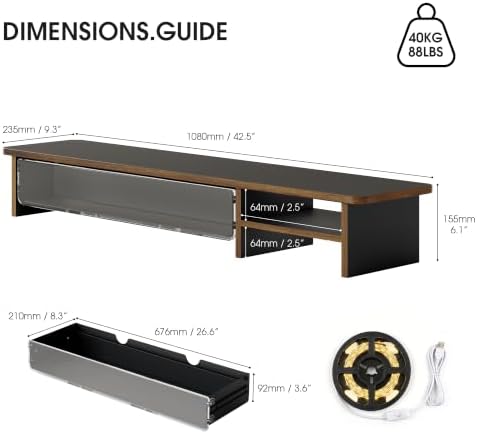 Fenge Monitor Stand with Acrylic Display Drawer for Figures & Collectibles - Image 3