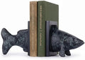 Fish Bookends for Shelves, Decorative Resin Fish Book Ends with Hand-Painted Finish, Heavy Duty Non-Slip Bookends for Bookshelves, Desk Decor for Home Office (Black) by MXARLTR