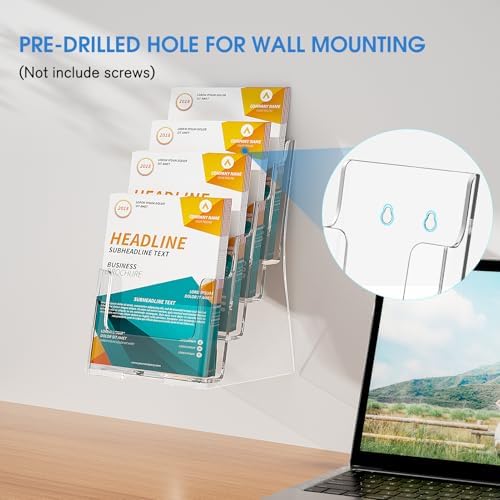 KTRIO 4 Tier Acrylic Brochure Holder 6 x 9, 2 Pack, Desktop/Wall Mount - Image 5