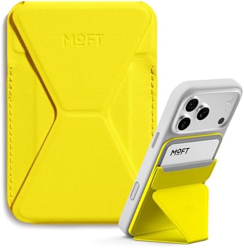 MOFT Magnetic Wallet Stand Compatible with iPhone 17/16/15/14/13/12 Series, Angle Adjustment & Magsafe Compatible MOVAS Phone Stand,Neon by MOFT