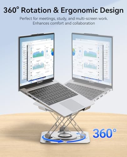 ORICO Adjustable Laptop Stand for Desk, 360° Rotating Base, ST12-Silver - Image 2