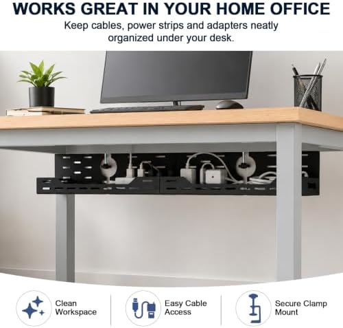 32" Under Desk Cable Management Tray, Capacity Metal Cord Organizer - Image 7