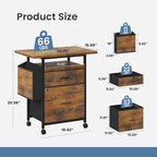 Simple Deluxe 2 Drawer File Cabinet with 24" Extended Desktop, Mobile Filing Cabinet, Rolling File Cabinet with Side Bag, Fabric Drawer, Fits A4/Letter Size, Printer Stand Home Office, Brown - Image 3