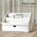Rebee Vision Mail Organizer for Desk with Drawer for Home Decor, Whitewash - Image 2