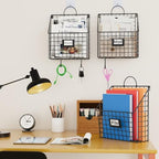 3 Packs Hanging Wall File Organizer with Hooks, Magazine Rack ,Mail Basket - Image 4