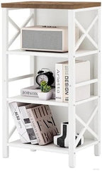 MNEETRUNG Small Bookshelf,4 Tier Industrial Bookcase with Metal Frame and Backboard,Narrow White Book Shelf,Book case for Small Spaces,Living Room,Bedroom and Home Office - Image 7