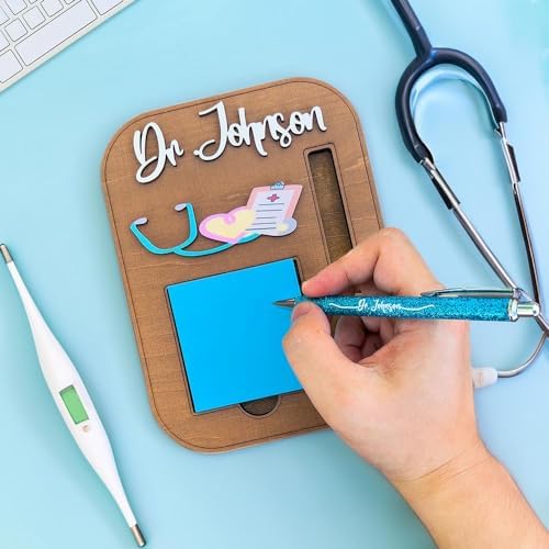 Personalized Sticky Note Holder for Nurse Medical Students, Custom Wooden Note Holder with Pen Slot, Funny Nurse Appreciation Gifts Supplies - Image 3